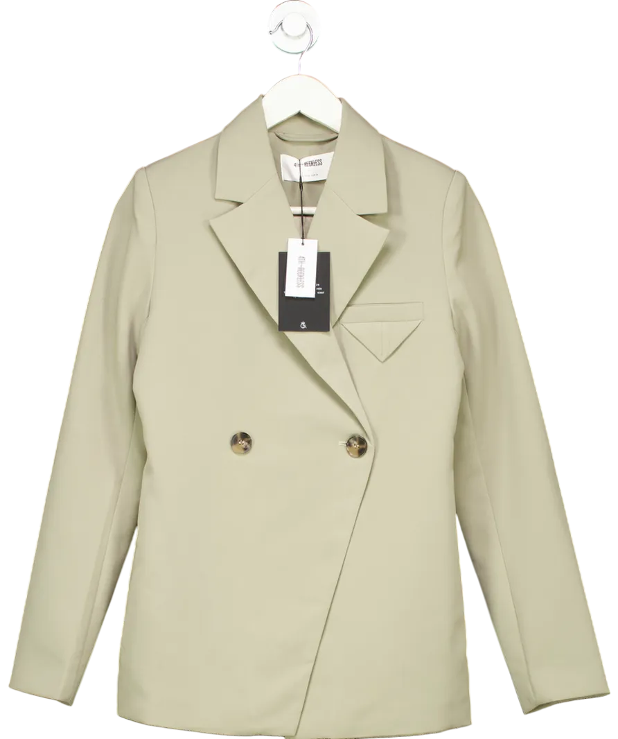 4th & Reckless Green Olive Tailored Asymmetric Blazer- Bianca UK 6