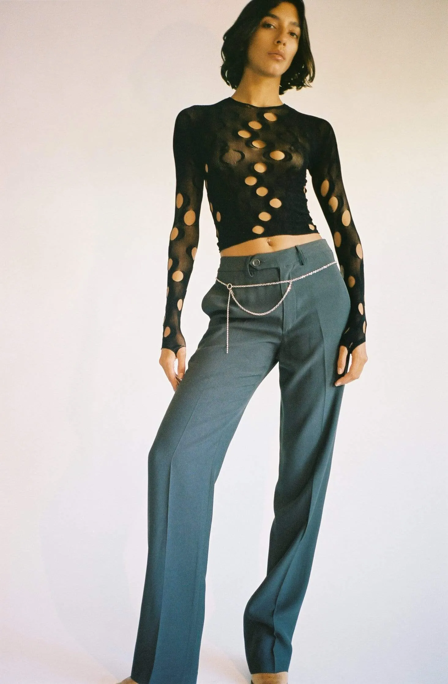 Charcoal Low Rise Suit Trouser
