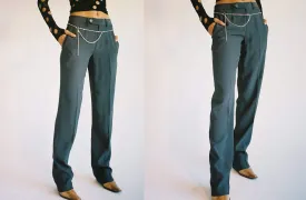 Charcoal Low Rise Suit Trouser