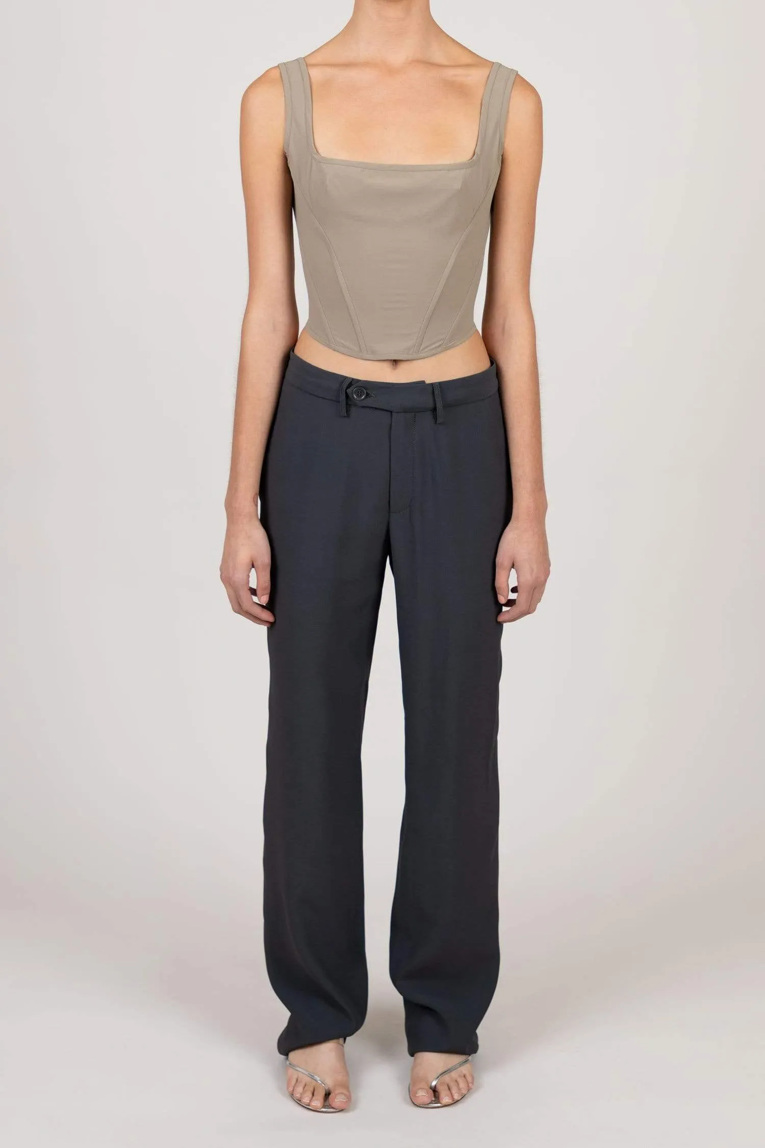 Charcoal Low Rise Suit Trouser