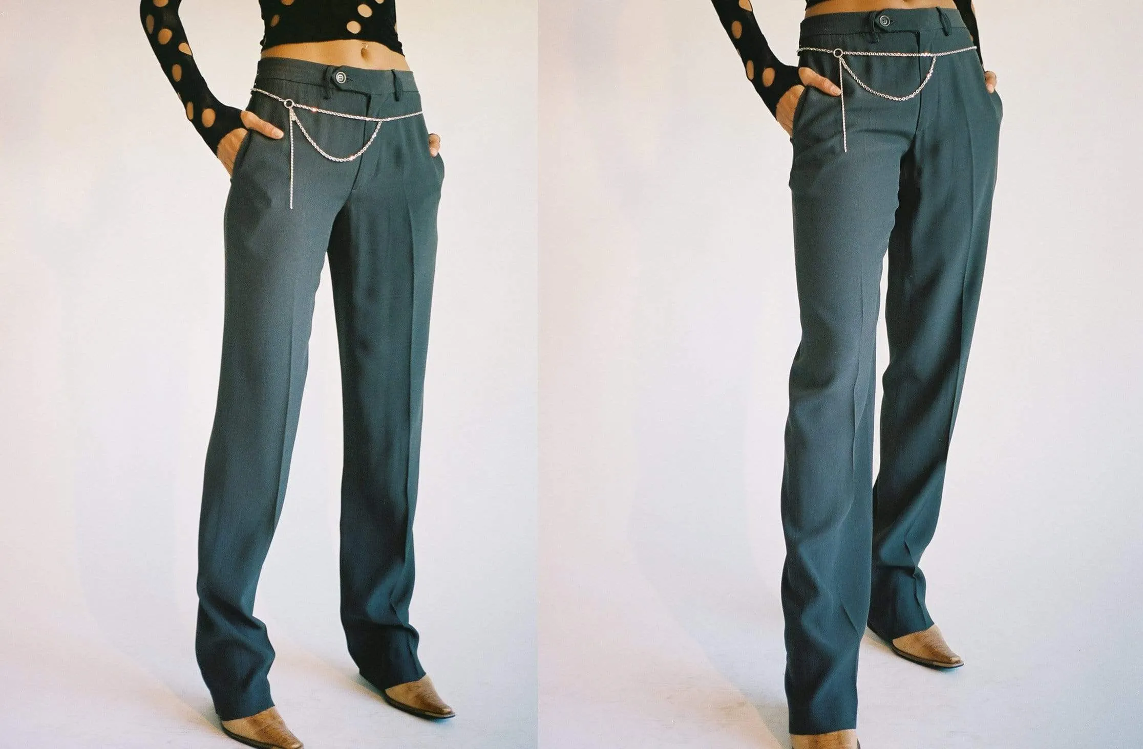 Charcoal Low Rise Suit Trouser