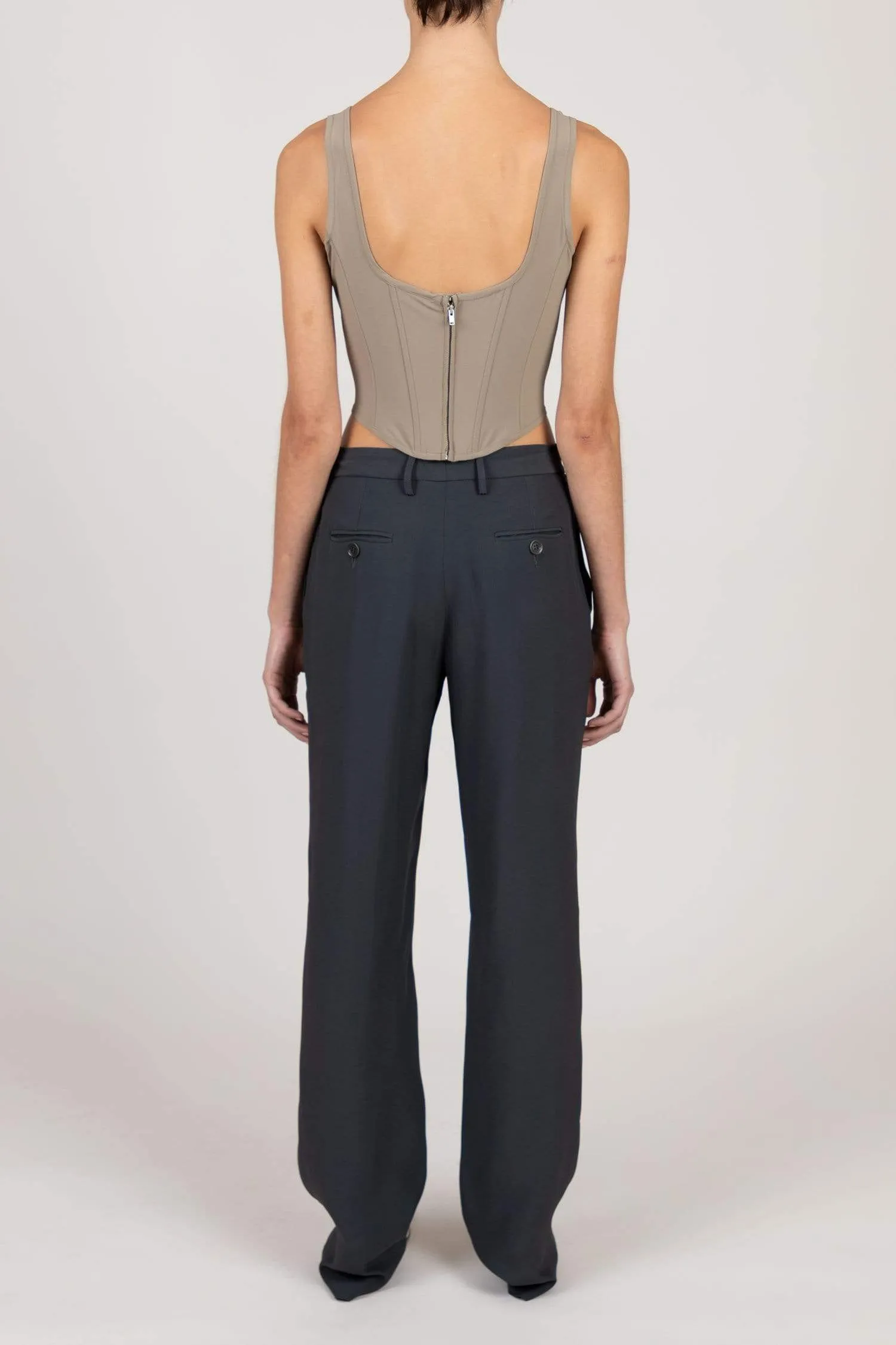 Charcoal Low Rise Suit Trouser