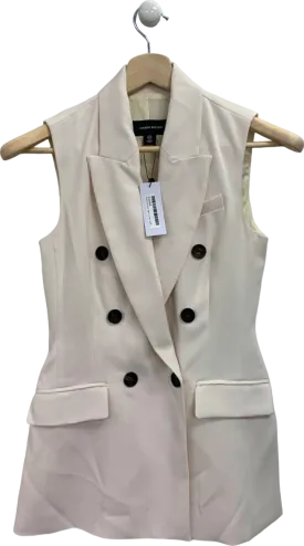 Karen Millen Ivory Soft Tailored Double Breasted Sleeveless Tailored Blazer UK 6