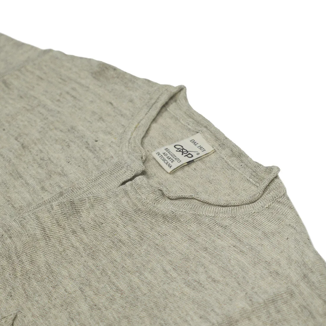 Knit short sleeve henley tee, natural linen (restock)