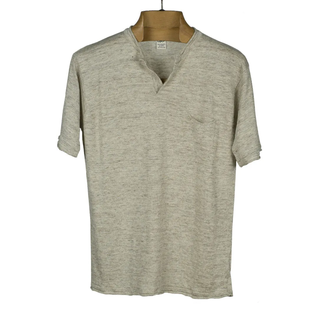 Knit short sleeve henley tee, natural linen (restock)