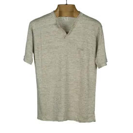 Knit short sleeve henley tee, natural linen (restock)