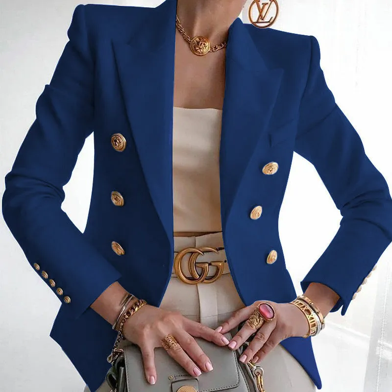 Lapel Collar Double Breasted Tailored Blazer
