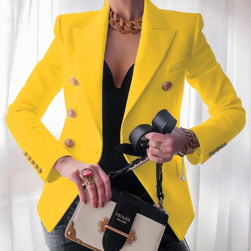 Lapel Collar Double Breasted Tailored Blazer