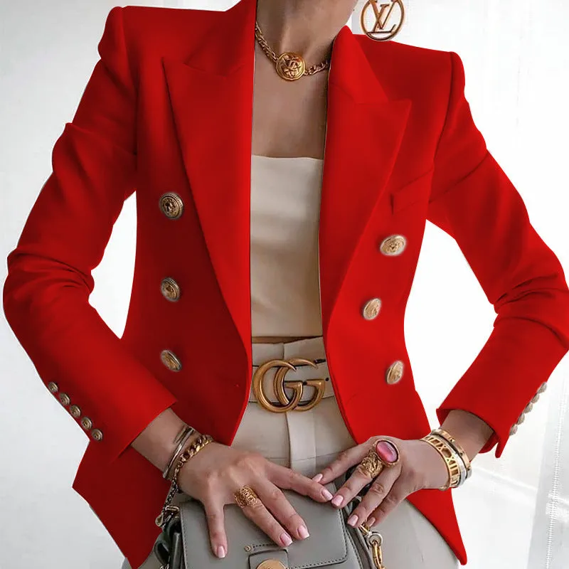 Lapel Collar Double Breasted Tailored Blazer