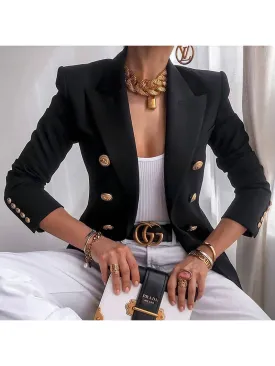 Lapel Collar Double Breasted Tailored Blazer