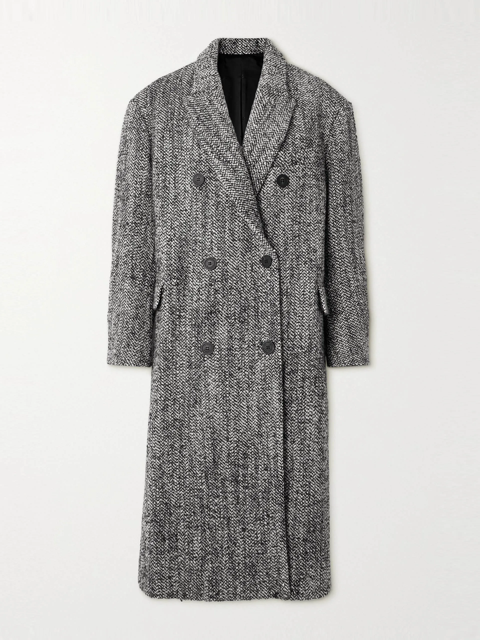 Oversized double breasted wool blend bouclé coat
