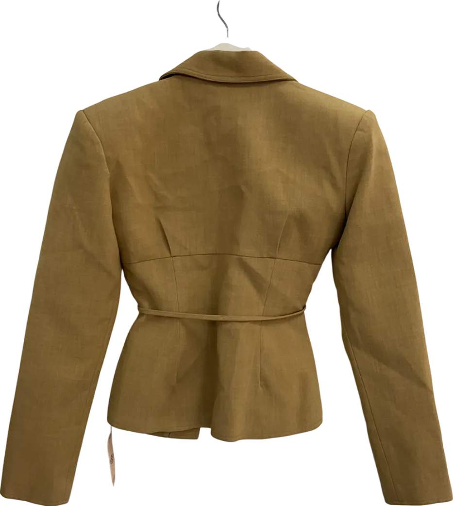PrettyLittleThing Yellow Light Tobacco Tailored Lace Up Corset Blazer UK 8