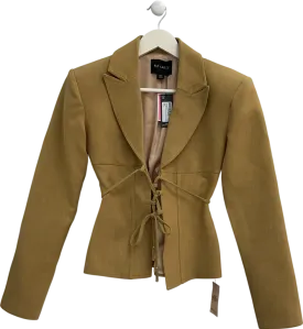 PrettyLittleThing Yellow Light Tobacco Tailored Lace Up Corset Blazer UK 8