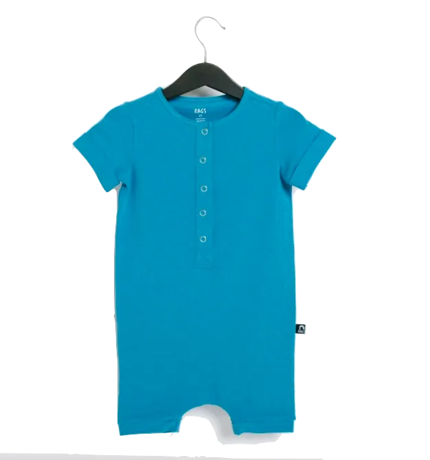 Rags - Essentials Short-Sleeve Henley Shorts Rag in Niagra