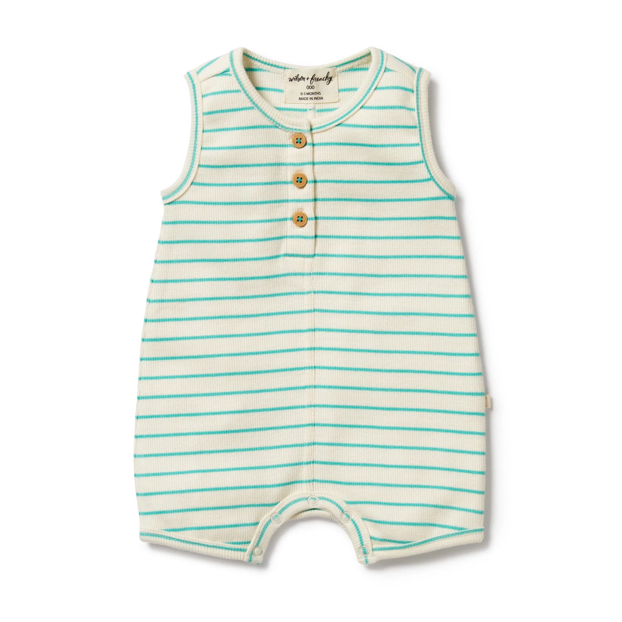 Wilson and Frenchy Petit Green Organic Henley Growsuit