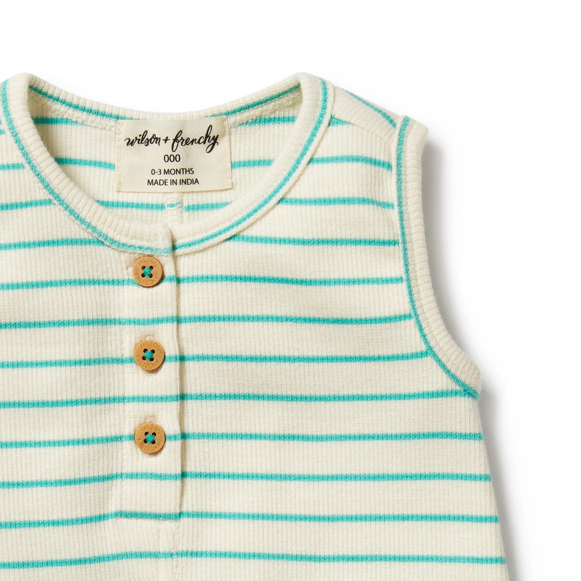 Wilson and Frenchy Petit Green Organic Henley Growsuit