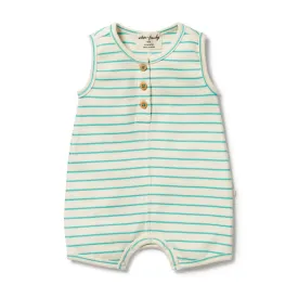 Wilson and Frenchy Petit Green Organic Henley Growsuit